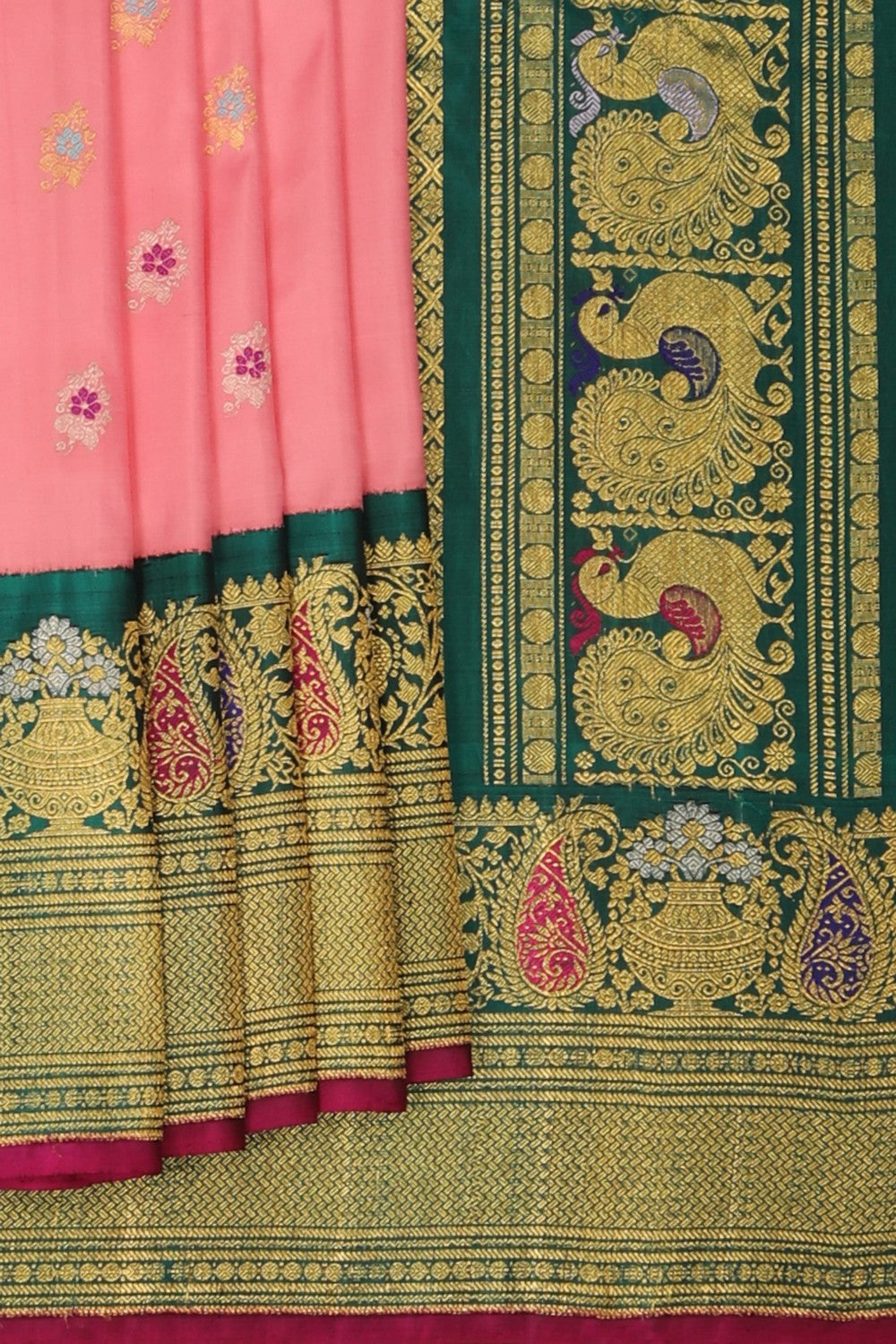 Image of Gadwal Silk Pink Saree